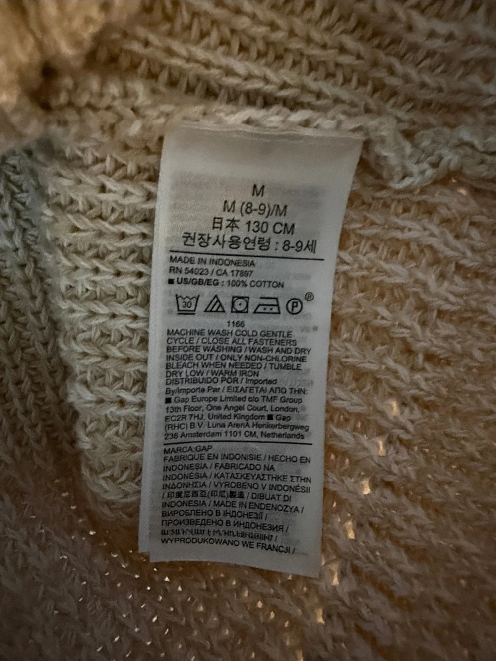 GAP Kids Cream Button-Front V-Neck Cardigan Girls Size Medium (8) NWOT
